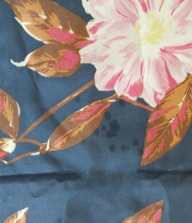 Bufanda de Seda Donna Karan 70" x 13.5" Azul Floral Diseñador DKNY Grande De Colección Foto 4 de 4