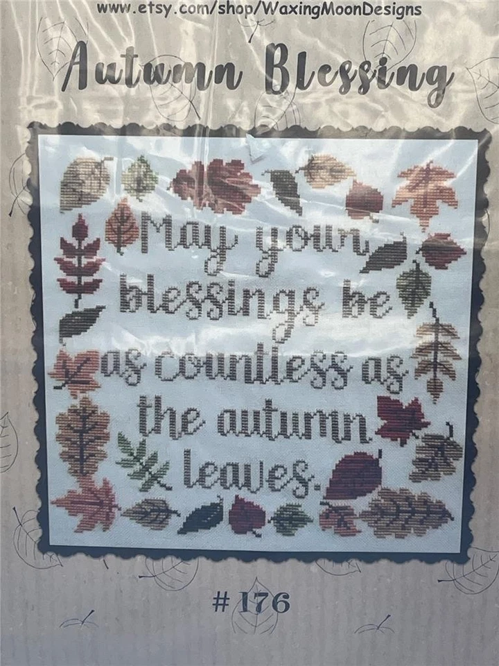 WAXING MOON DESIGNS Counted Cross Stitch Leaflet AUTUMN BLESSING - 8.5" x 8" - Image 2 of 2
