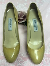 795-Jimmy Choo-Women- Beige Patent Leather Platform Pumps Shoes. Italy.Sz-10M.