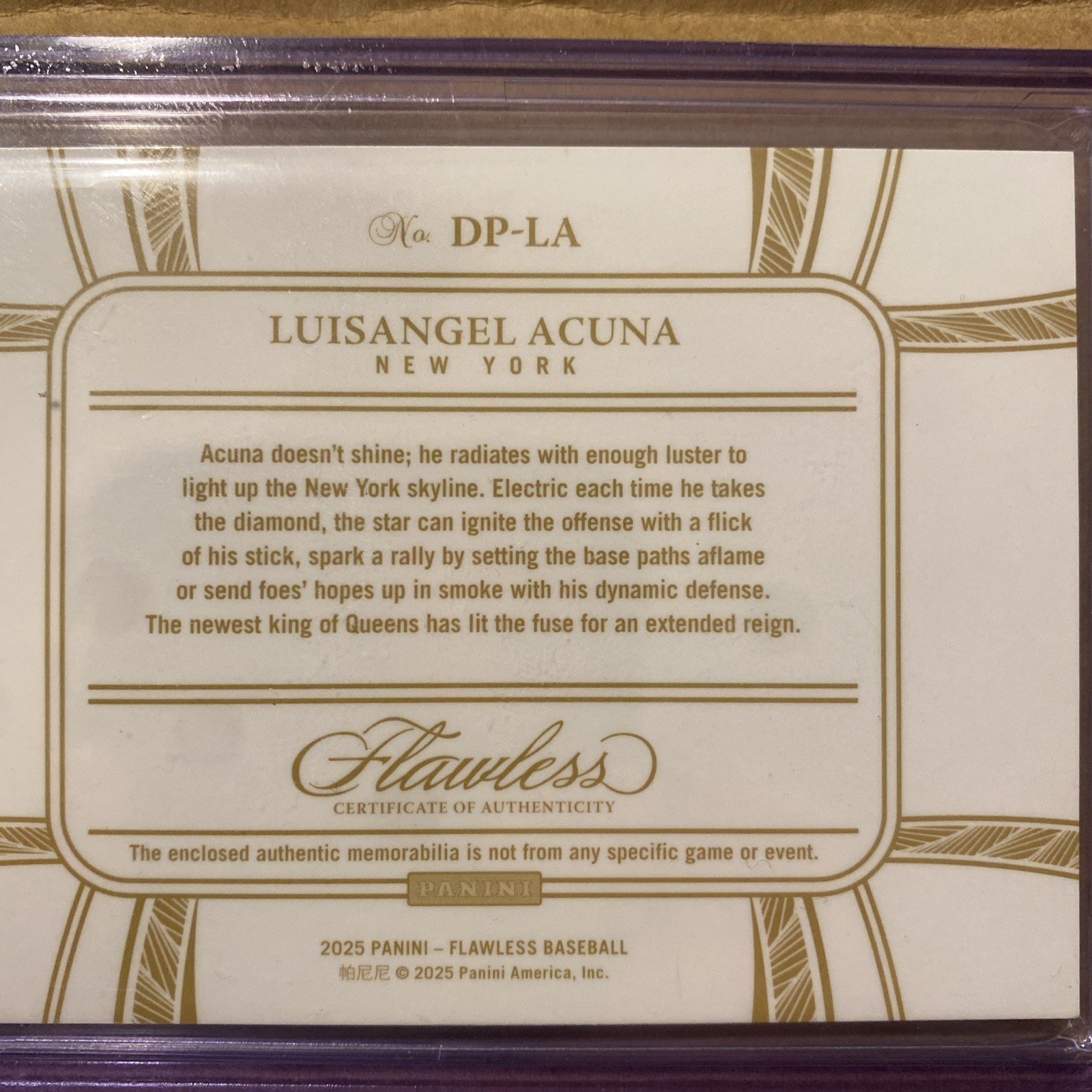 2025 Panini Flawless Baseball Rookie Patch On-card Auto Luisangel Acuna /15 view 8