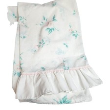Vtg JCPenney Pillowcases Set of 2 Queen Ruffled White Pink Roses Floral 20x32