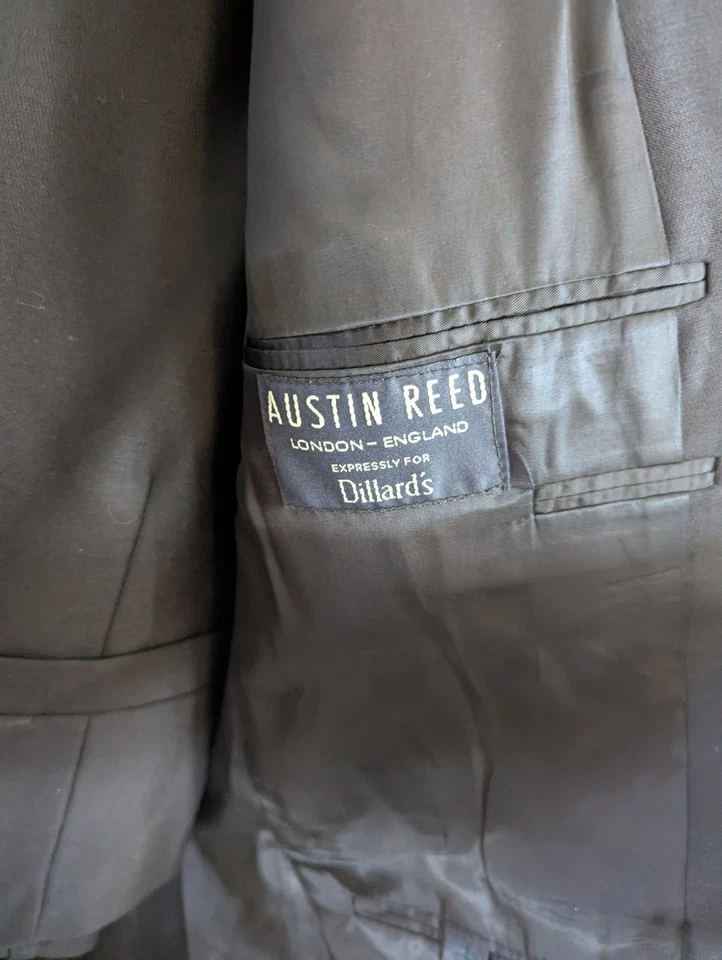 Austin Reed Black Tuxedo Suit 3-Piece 44L Jacket 38x32 Pants Vest Dillard’s - Image 4 of 4