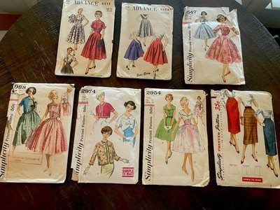 VTG Simplicity & Advance Sewing Patterns Lot Of 7~Dresses, Skirts, Jackets