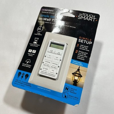 MyTouchSmart 24-Hour in-Wall Digital Timer, 4 Programmable On/Off New
