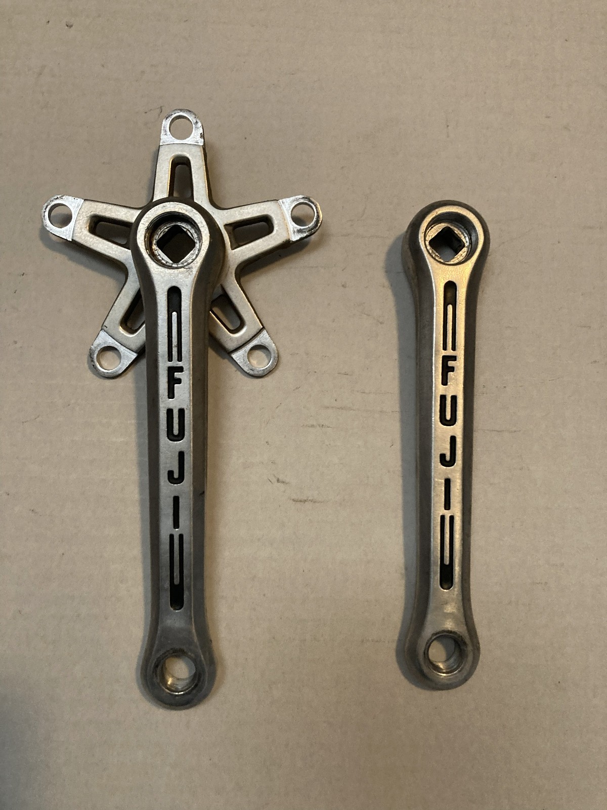 Vintage Fuji bicycle crank arm set; 170 mm length; 110 bcd. 