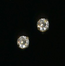 14K Fine Solid Yellow Gold 3mm Round Cut Clear Crystal CZ Solitaire Earrings -GT