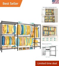 Modern Freestanding Closet System 800LBS Capacity, Adjustable 72.5-96" Width