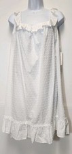 Eileen West Sleeveless White Clip Dot Ruffle 100 Cotton Short Nightgown L