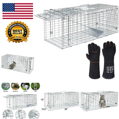 Humane 32'' x 11.5'' Steel Animal Trap for Safe Capture of Rabbits & Wildlife