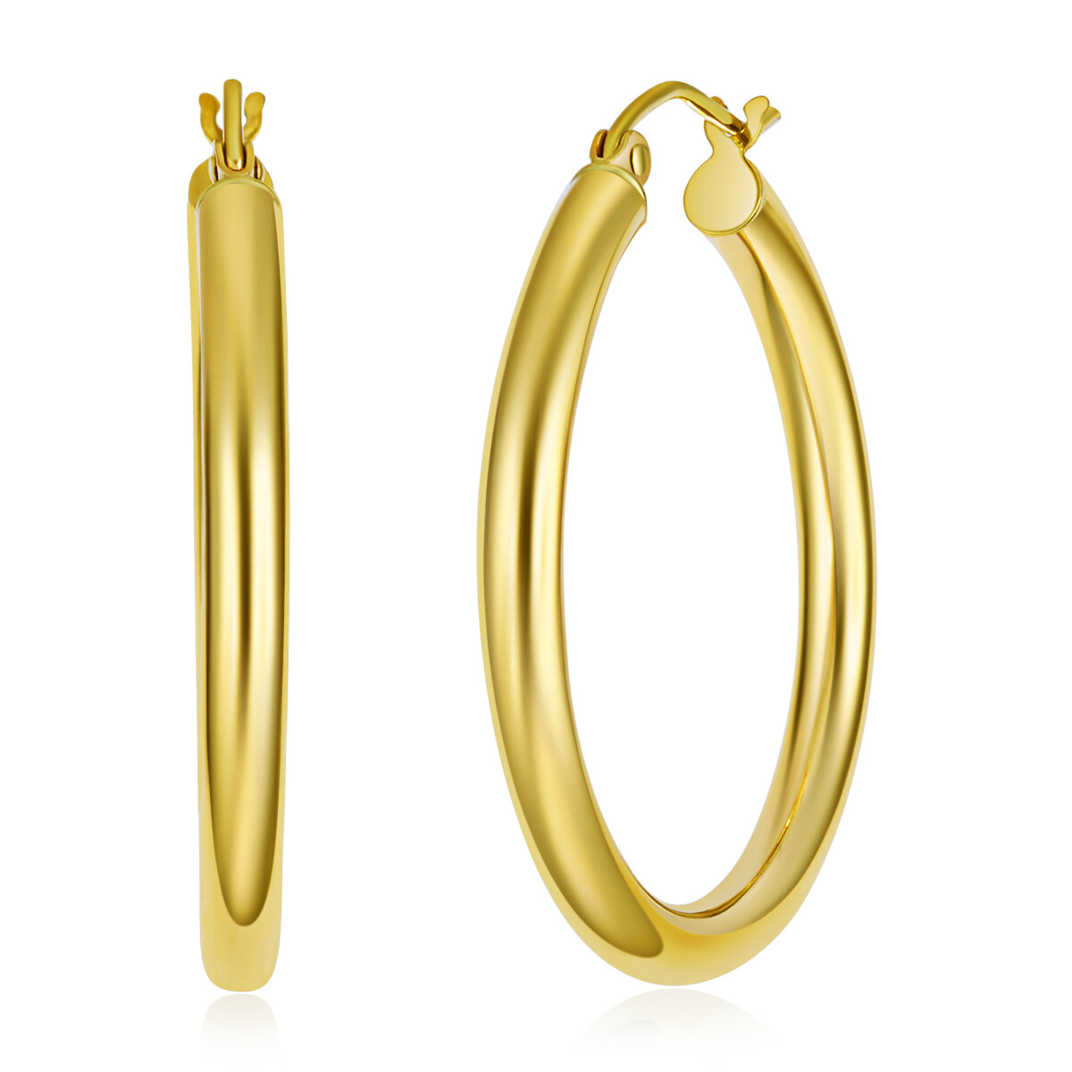 Wellingsale 14k Yellow Gold 3mm Classic Hoop Earrings (28mm Diameter)