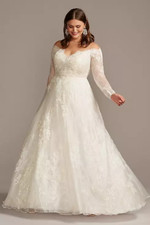 Oleg Cassini CWG853 Champagne ivory laced wedding dress,  20W
