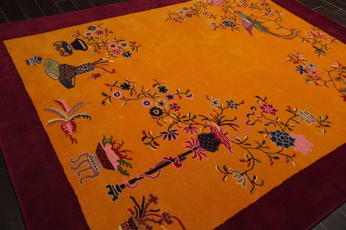 LoomBloom Multi Sizes Hand Tufted Floral Chinese Art Deco New Zealand Wool Rug - Picture 9 of 30