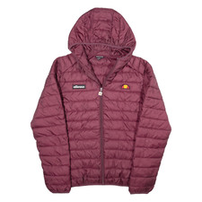 Ellesse Womens Puffer Jacket Maroon Hooded L