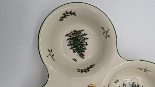 Spode Christmas Tree 3 Section Server with Tree Handle 11 Inch - Picture 4 of 10