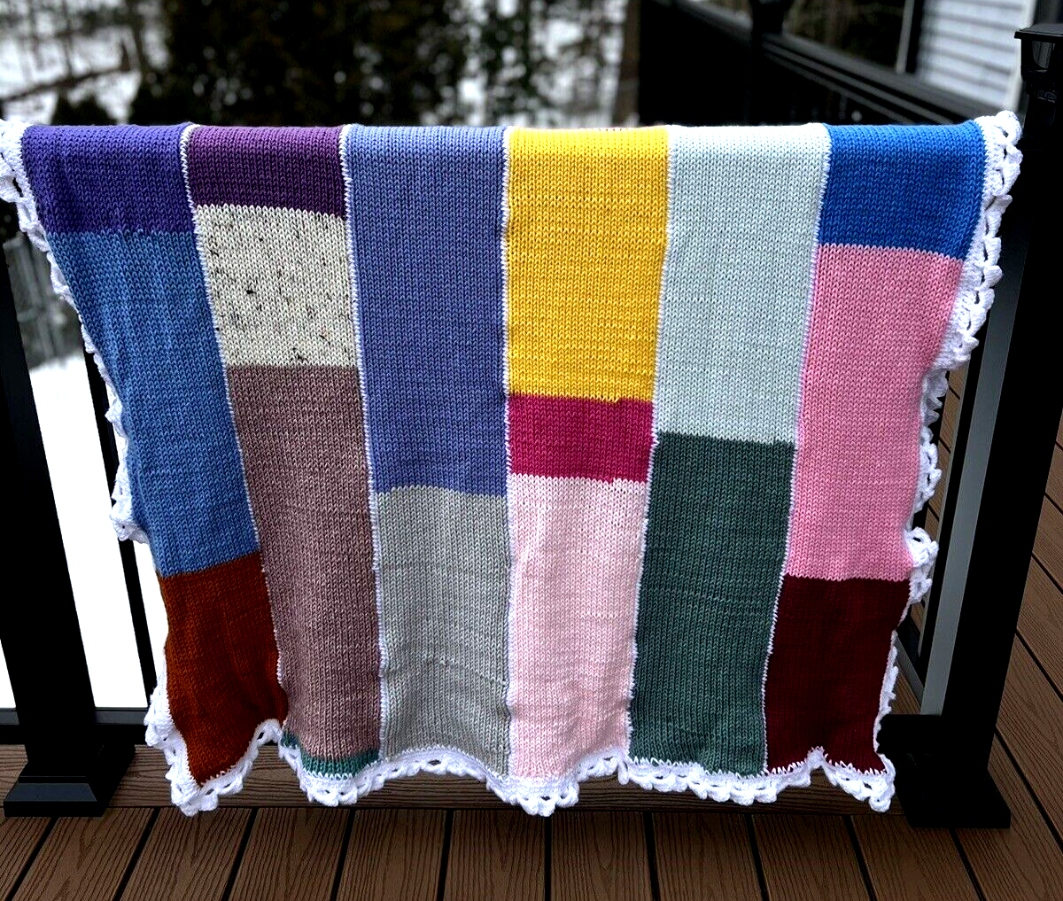 その他 USED HANDMADE BLANKET Handmade Knit HOBO Multi colored Blanket 46 x 56 | eBay