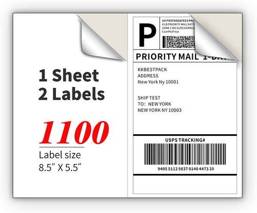 220-8800 etiquetas de envío 8,5"" x 5,5"" medias hojas autoadhesivas en blanco 2 por hoja - Imagen 16 de 22