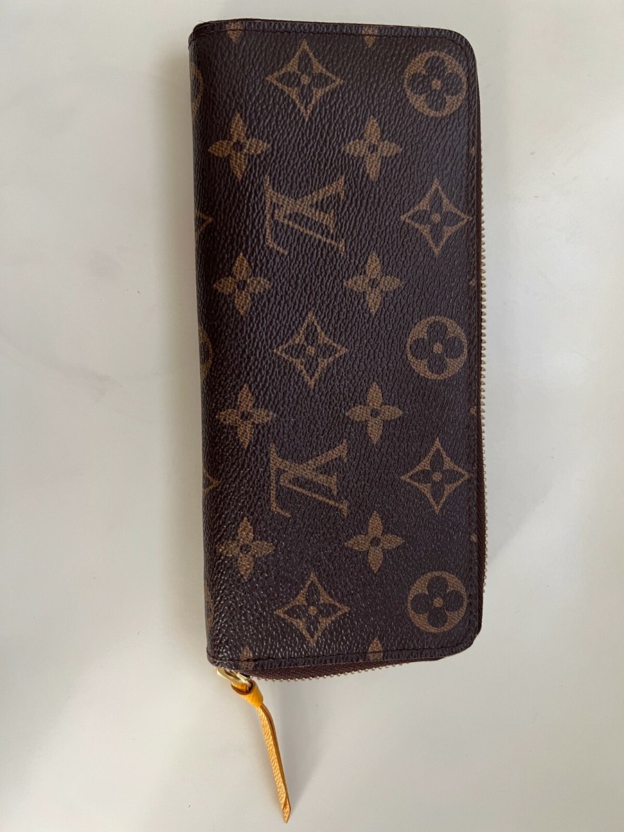 Louis Vuitton Brown Yellow Monogram Clemence Long Zip Wallet | eBay