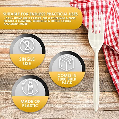 Medium Weight Disposable Plastic Forks 1000-Pack - Bulk White Plastic Silverwa - Bild 2 von 6