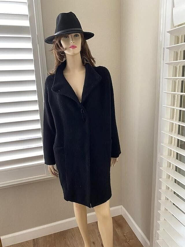 NEW VINCE Merino Wool Alpaca Blend Longline Cardigan Coat in Black ~ XS |  eBay