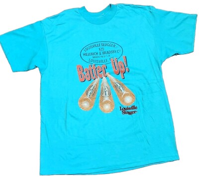 Louisville Slugger T Shirt Men XL Teal Baseball Bats Vintage