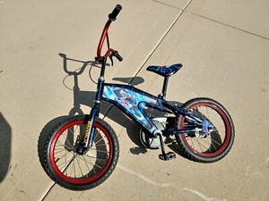 blue spiderman bike