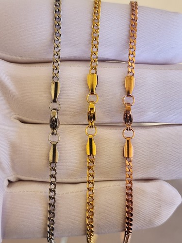 Stainless Steel Gold Plated Cuban Chain Necklace Hip Hop Jewelry Unisex, Men - Picture 4 of 7