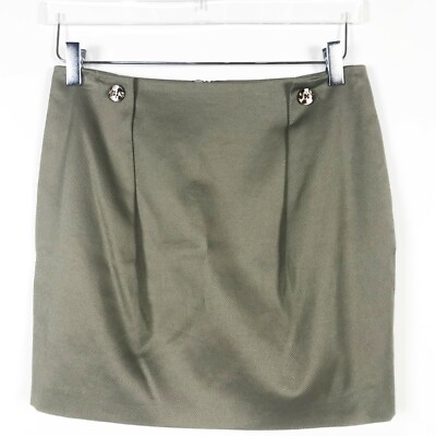 Escada Skirt Womens Small 36 Green Mini Textured Tortoise Shell Buttons Luxury
