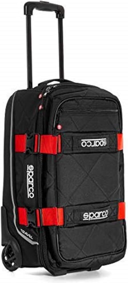 BORSA TROLLEY BORSONE SPORTIVO VIAGGIO SPARCO TRAVEL COLORE NERO/ROSSO 25X55X35