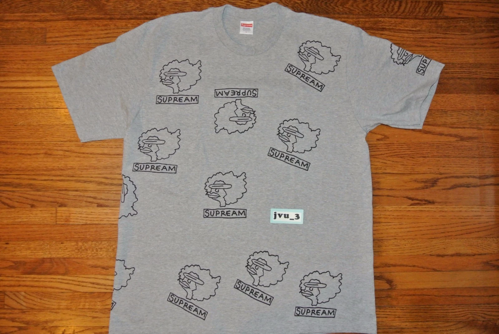 GRAND T SHIRT NEUF SUPREME FW17 GONZ HEADS TEE HEATHER GRIS boîte logo cdg