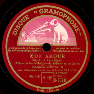 MAURICE CHEVALIER Mon amour / Il pleurait   Chanson 78rpm Schellackplatte S6858