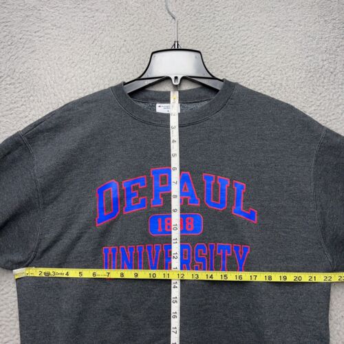Depaul University Blue Demons Sweatshirt Mens L Gray Champion Eco Fleece - Picture 2 of 9