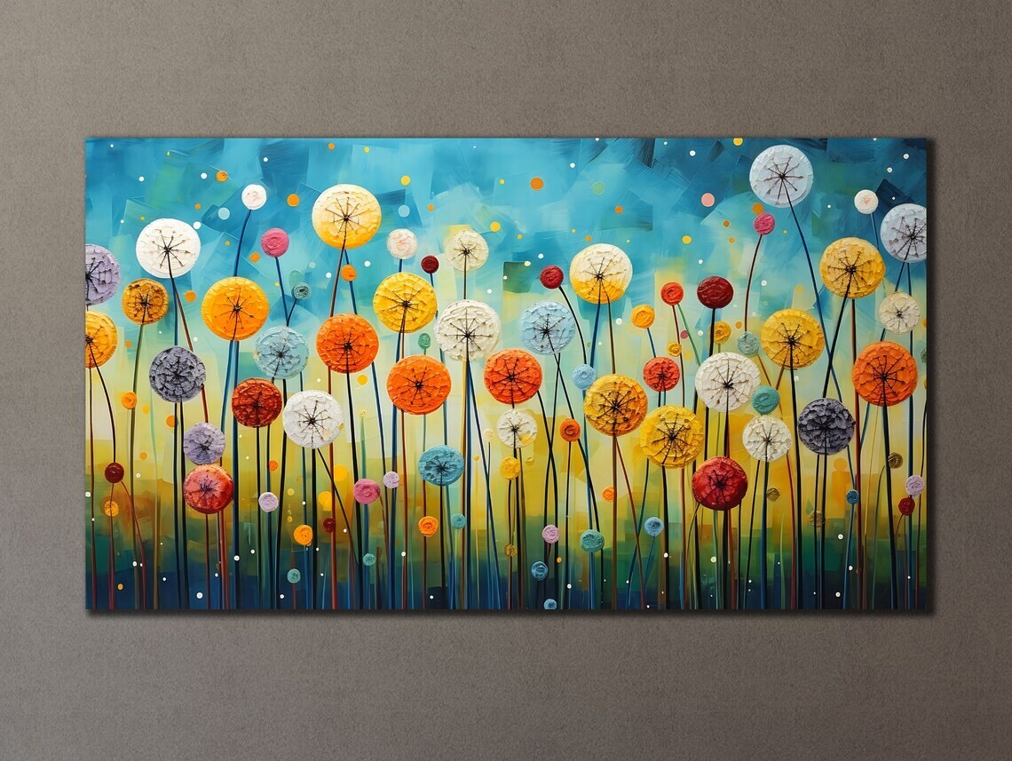 Colorful Flowers Field Abstract Paint Unframed Canvas Print Australian Wall Art
