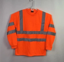Hi Vis ANSI Class 3 Reflective Safety Shirt Size XL long sleeve work Orange