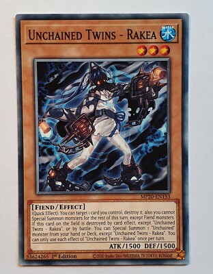 Yugioh MP20-EN153 Unchained Twins - Rakea 1st Edition MINT