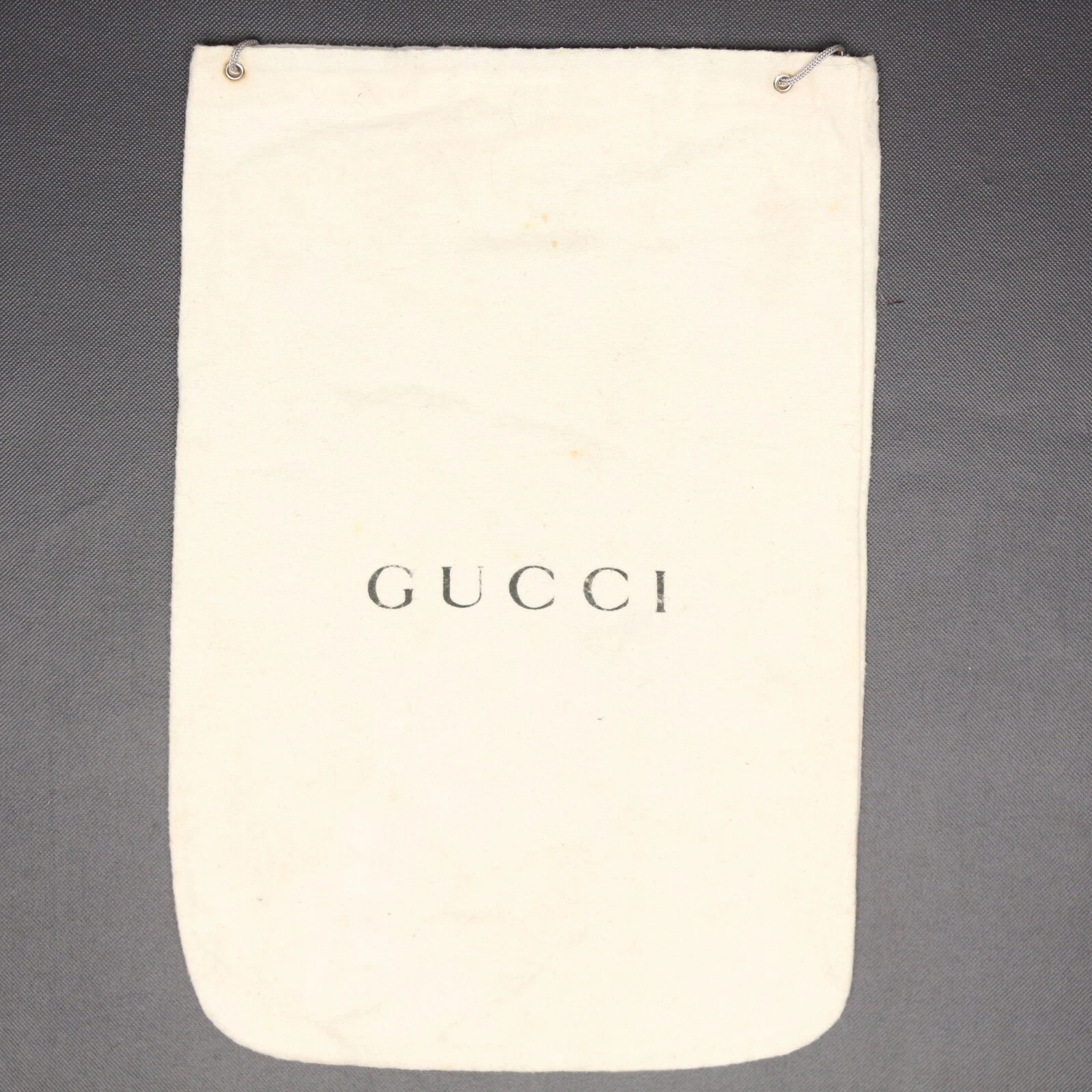Portefeuille en flanelle Gucci housse anti poussière 9x14 crème cordon de serrage vert coton Italie