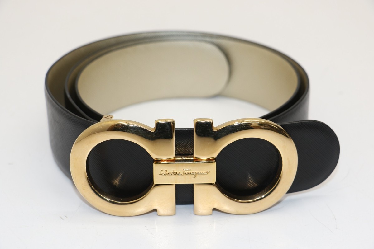 Salvatore Ferragamo Men's Reversible Belt Gold Logo Buckle SP-23