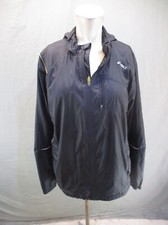 ASICS Size L Mens BLK Full Zip Stand Collar Elastic Hem Pocket Windbreaker 210