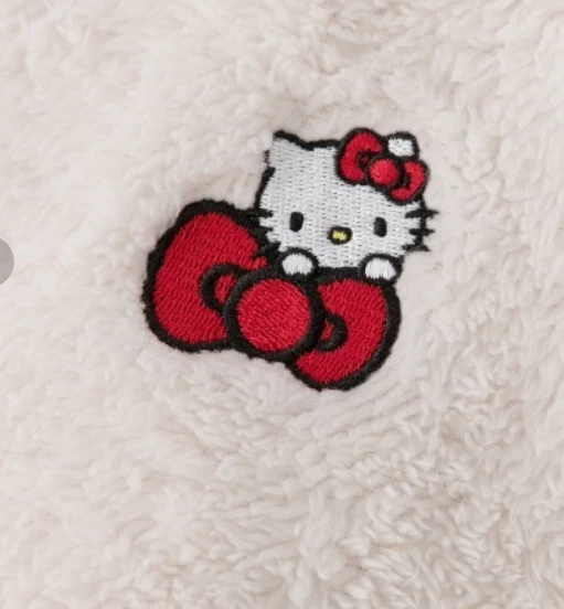 OFF WHITE Felpa con cappuccio personaggi Sanrio Hello Kitty Boa con orecchie di gatto bianco sporco JP LTD originale