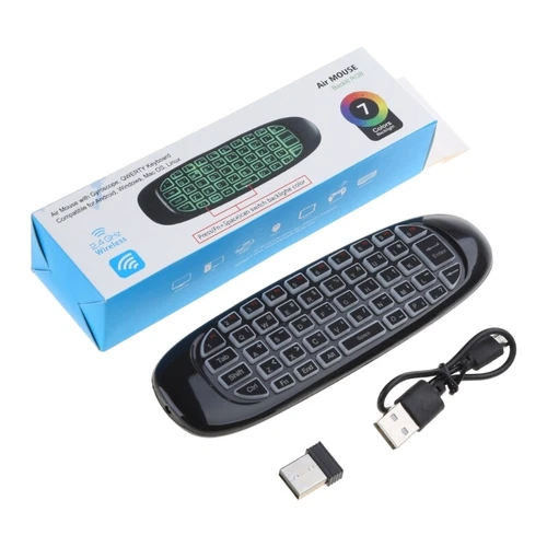 C120 RGB 7 Backlight Fly Air Mouse Wireless Backlit Keyboard 2.4G Remote Control - Picture 2 of 13