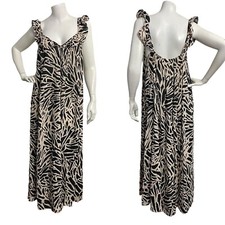 H&M Abstract Print Womens Maxi Dress Size M Flowy Lightweight VNeck Beach Summer
