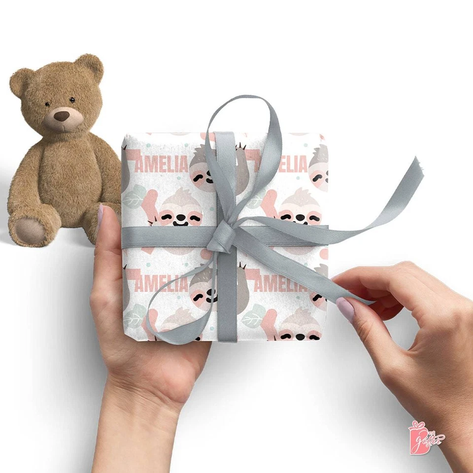 Rolo de papel de embrulho personalizado para presente 24 polegadas com nome pendurado preguiça embrulho para presente - Imagem 3 de 4