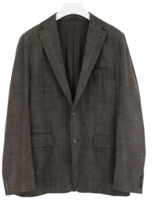 Hugo Boss Eagle-W Blazer Herren XL Gefuttert Kariert Kerbe Einreihig Brown