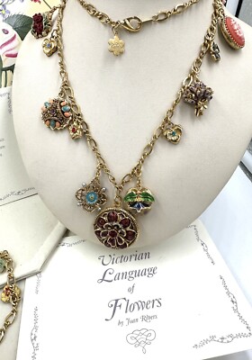 Collier à Breloques Joan Rivers 'Le Langage Victorien Des Fleurs' - Or Doré, Avec Certificat