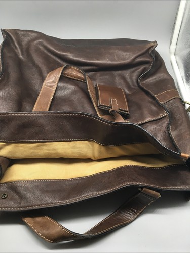 Cole Haan Large Leather Travel or Business Two Straps Tote Bag - Brown distress - Picture 11 of 12