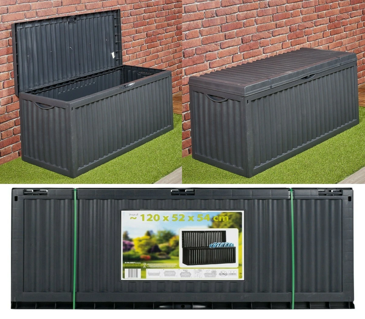 4Ft Extra Large Outdoor Storage Box Garden Patio Plastic Chest Lid  Container New