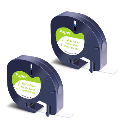 2x Weiß Papieretiketten Schriftband für DYMO Letratag LT-100H Nachfüll 91220