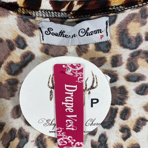 Shop Southern Charm Vest Women’s Petite One Size Cheetah Print Long Line NEW - Picture 3 of 10