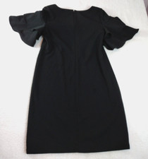 CALVIN KLEIN Black Zip Back Ruffle Sleeve Womens Stretch Dress Size 6 Above Knee