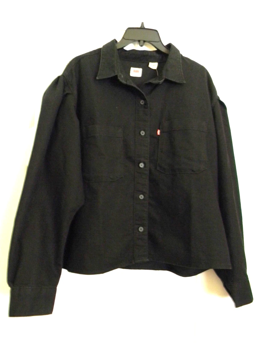 levis black denim shirt womens
