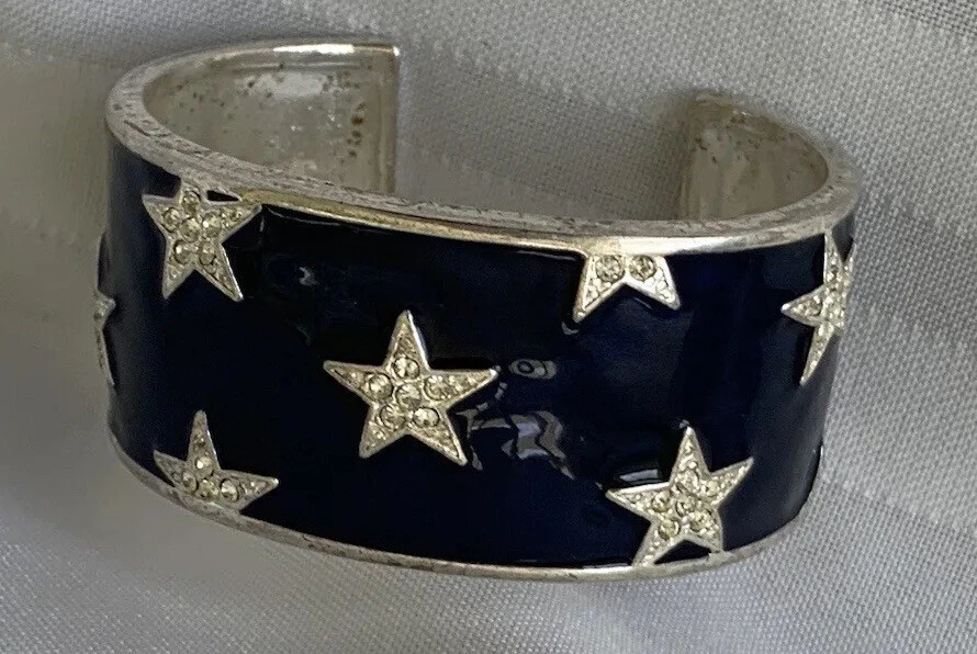 Brazalete Tommy Hilfiger De Colección Esmalte Azul Estrás Estrellas Elegante Difícil de Encontrar Foto 2 de 4
